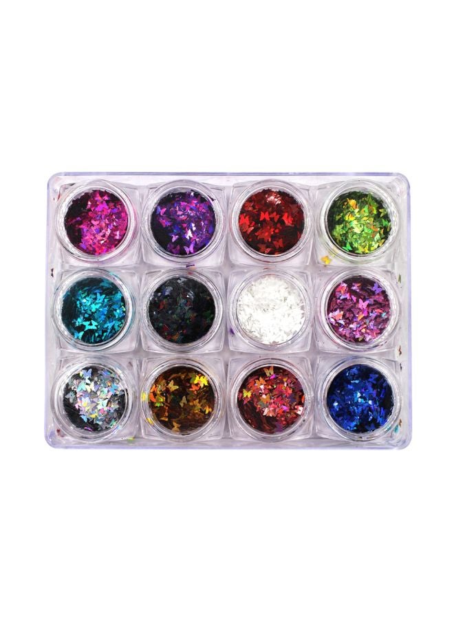 MEILINDS 12-Piece 3D Nail Glitter Multicolour - Image 1