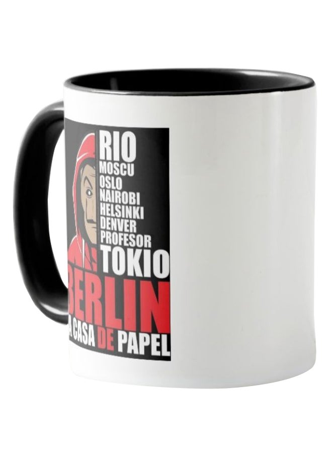 1st Piece Berlin La Casa De Papel Printed Coffee Mug Black/White - Image 2