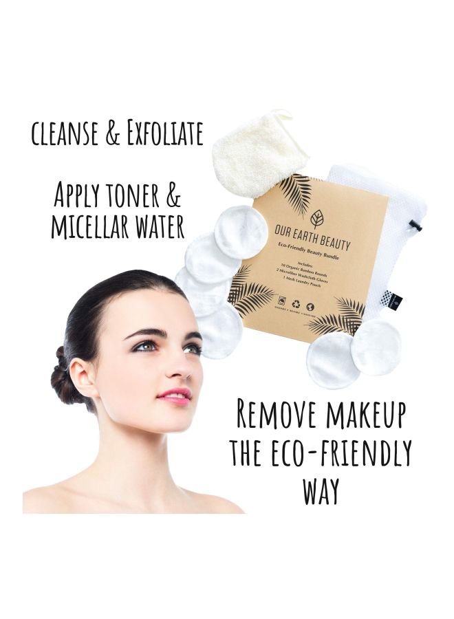 Our Earth Beauty 13-Piece Makeup Remover Pads And Microfiber Face Cleansing Gloves With Laundry Bag White  - Image 3