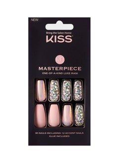 KISS 30-Piece One-Of-A-Kind Luxe Mani Nail Set With Glue Multicolour  - Image 1