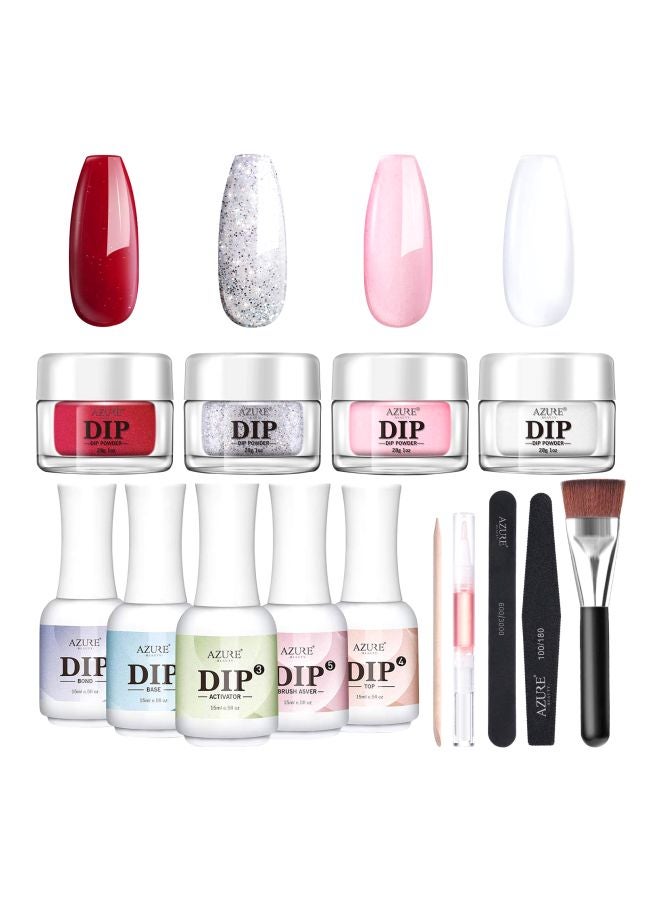 AZUREBEAUTY - Nail Art Kit Red/Silver/Pink - Image 1