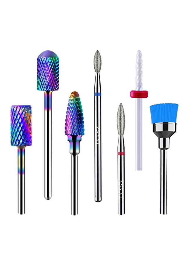 MelodySusie 7-Piece Nail Drill Bits Set Silver/White/Blue