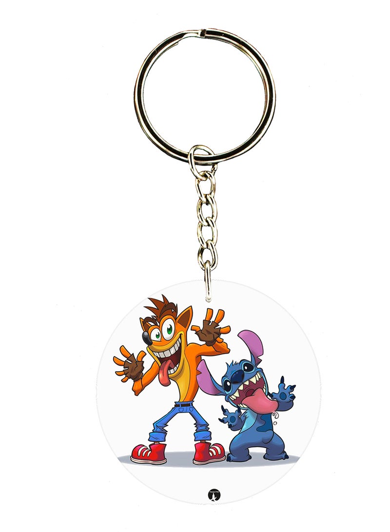 BP Keychain Of The Video Game Crash And Stitch ( 2 Sides)