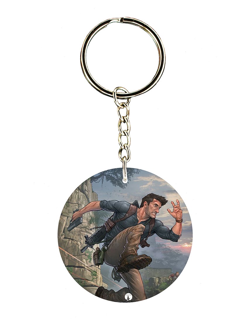 BP Keychain Of The Video Game Uncharted ( 2 Sides)