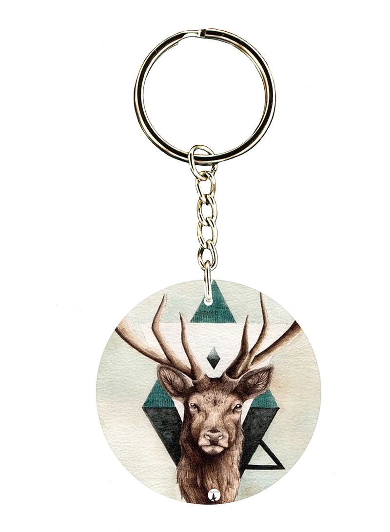 BP A Deer Double Side Printed Keychain