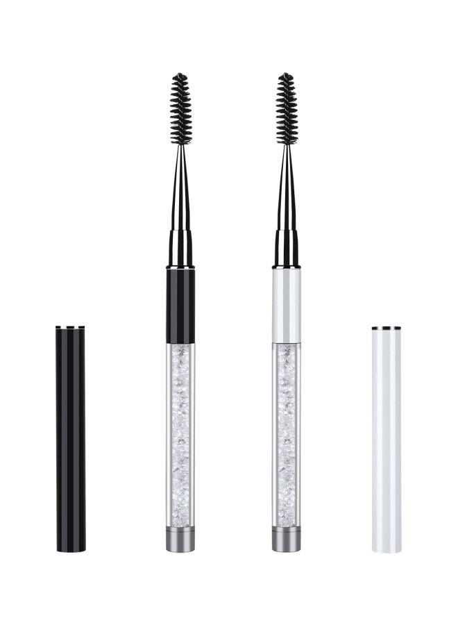 BTYMS 2-Piece Eyebrow Brush With Cap Set Clear/Black/Silver - Image 1