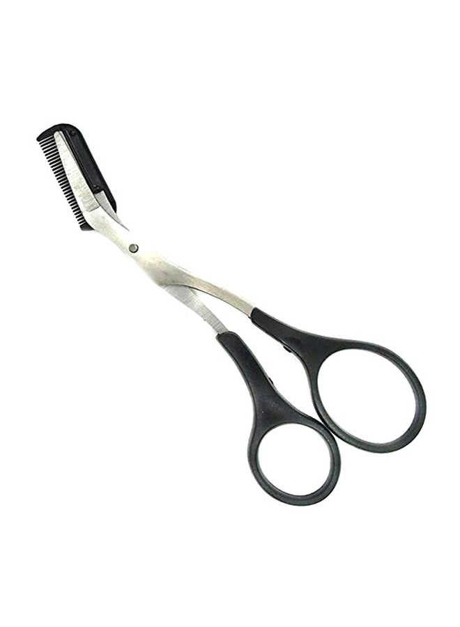 UPSTORE Stainless Steel Eyebrow Grooming Scissors With Comb Black/Silver  - Image 1