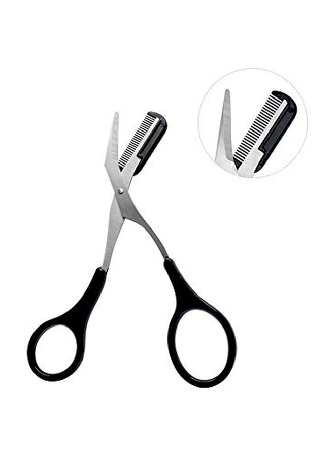 UPSTORE Stainless Steel Eyebrow Grooming Scissors With Comb Black/Silver  - Image 2