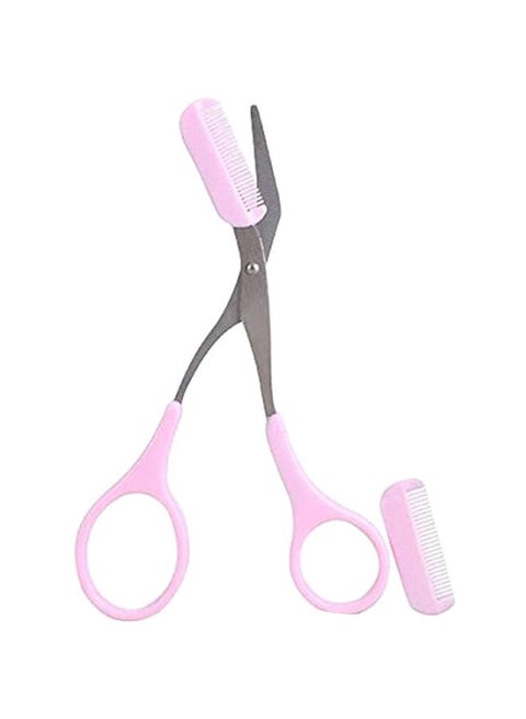 Eyebrow Comb Scissors With Eyebrow Comb Pink/Silver