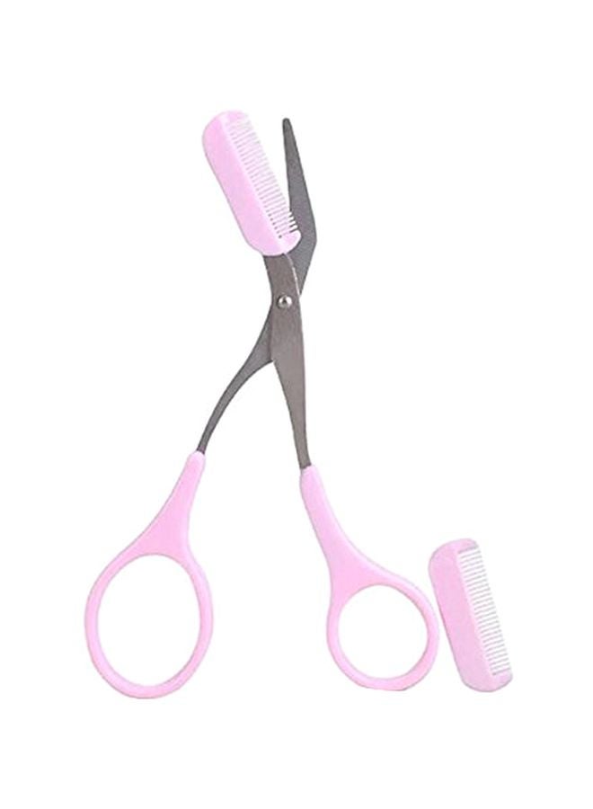 VNDEFUL - Eyebrow Comb Scissors With Eyebrow Comb Pink/Silver - Image 1