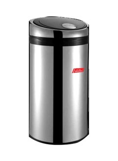 Waste Bin With Push Flap Chrome/Black 50Liters