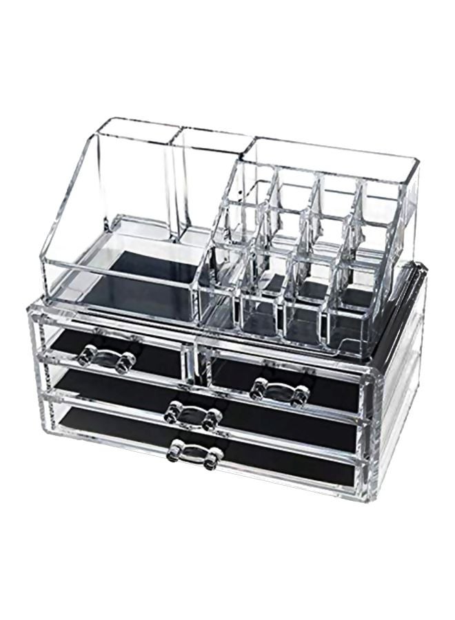 منظم أدوات تجميل مكوَّن من 4 أدراج شفاف/ أسود - Image 1