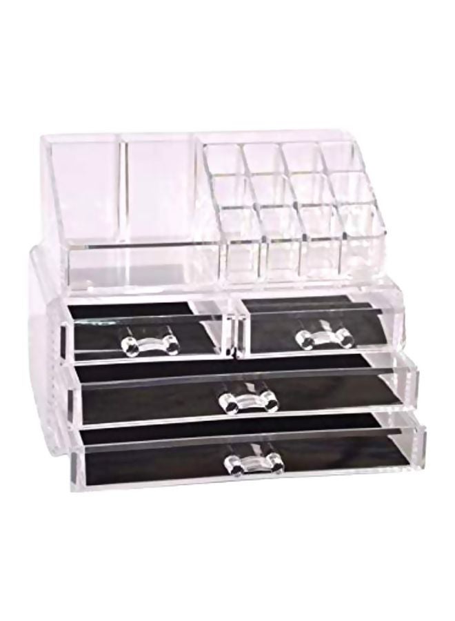 منظم أدوات تجميل مكوَّن من 4 أدراج شفاف/ أسود - Image 1