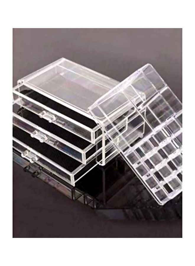 منظم أدوات تجميل مكوَّن من 4 أدراج شفاف/ أسود - Image 3