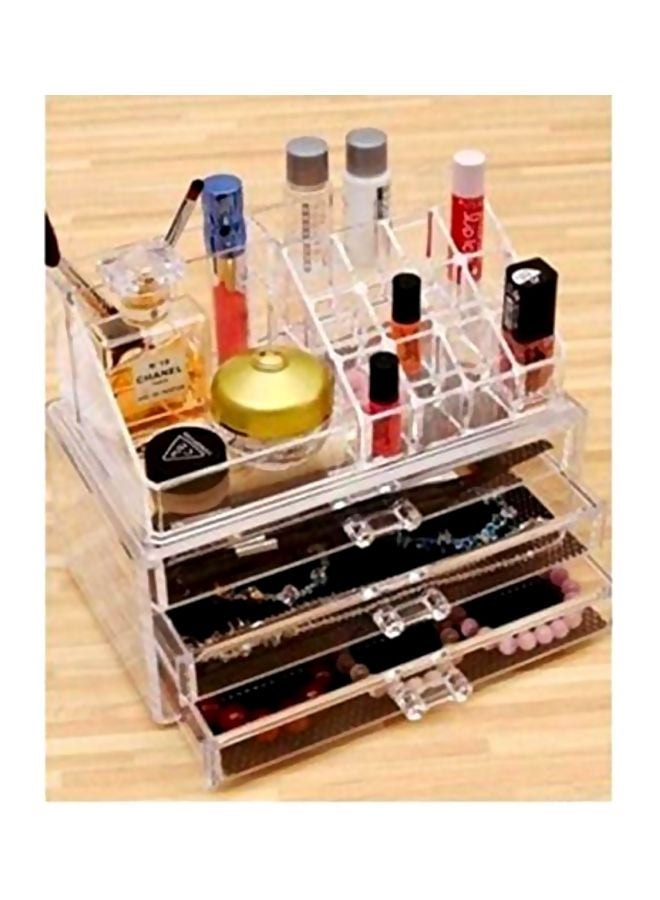 منظم أدوات تجميل مكوَّن من 4 أدراج شفاف/ أسود - Image 4
