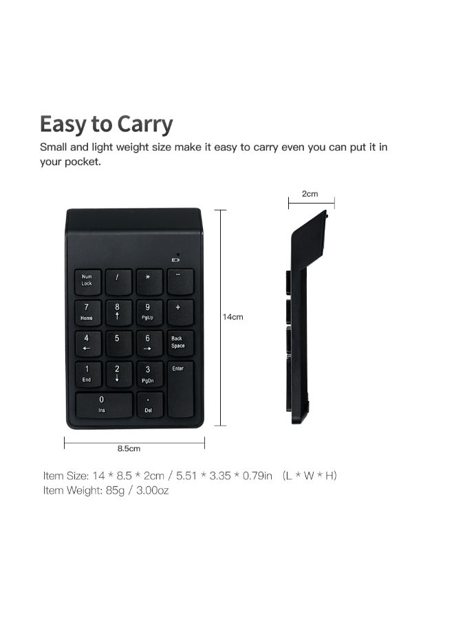 Generic Wireless Mini Numeric Keypad Black  - Image 3