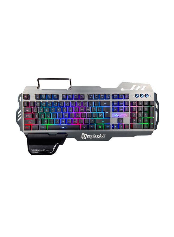 7pin - Gaming Keyboard With Mobile Phone Holder And Wrist Rest Silver - Image 1