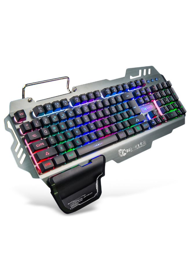 7pin - Gaming Keyboard With Mobile Phone Holder And Wrist Rest Silver - Image 1