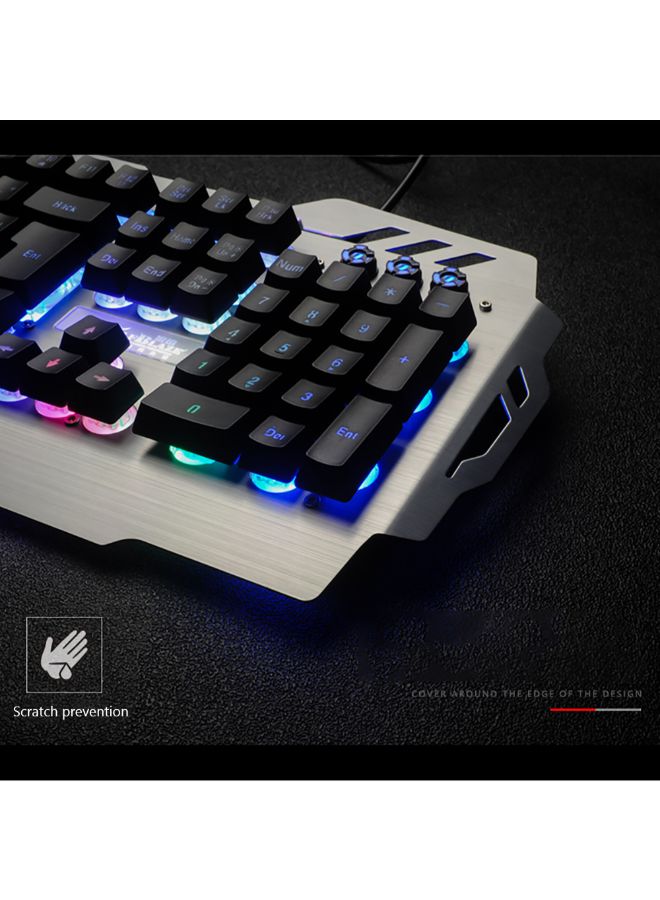 7pin - Gaming Keyboard With Mobile Phone Holder And Wrist Rest Silver - Image 1