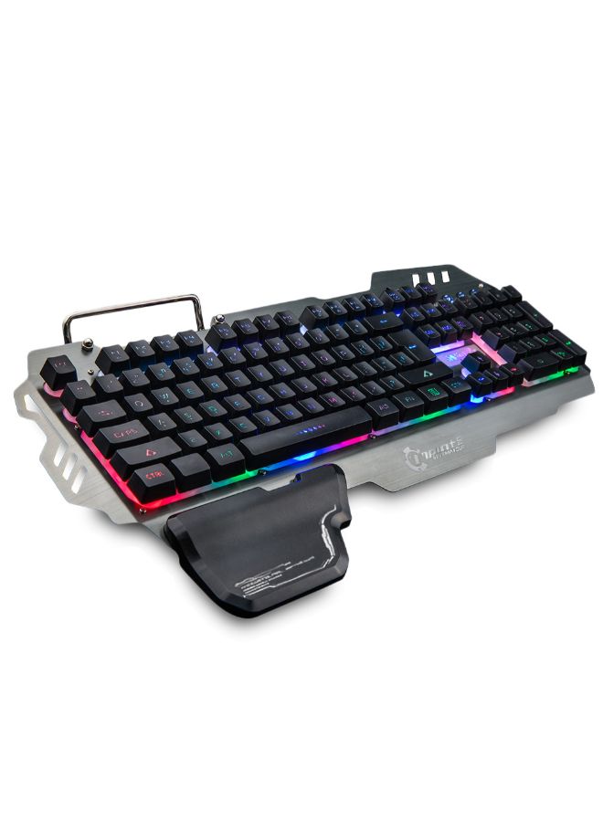 7pin - Gaming Keyboard With Mobile Phone Holder And Wrist Rest Silver - Image 1