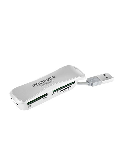 Multimedia Card Reader, Compact USB External Multi Memory Card Reader SDXC, SDHC, SD, MS, Micro SDXC, Micro SDHC, Micro SD with 5Gbps Transfer Speed for, MiniReader-1 White