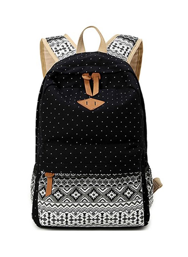 3-Piece Canvas Backpack Set Black/White - Image 2
