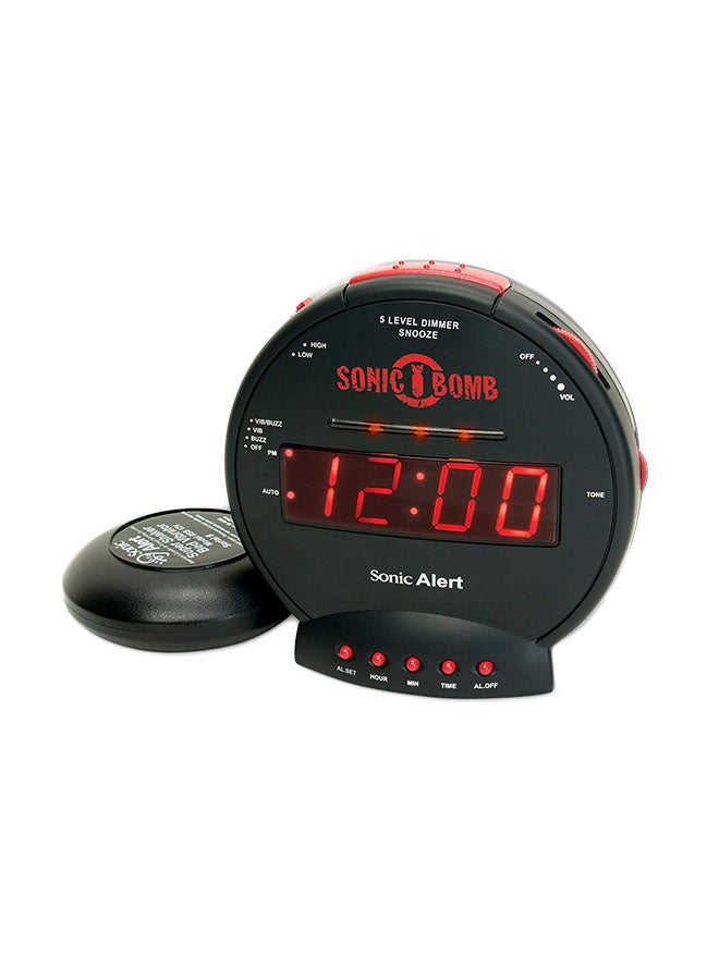 Sonic Bomb Loud Dual Alarm Clock Black 7 x 7 x 6inch