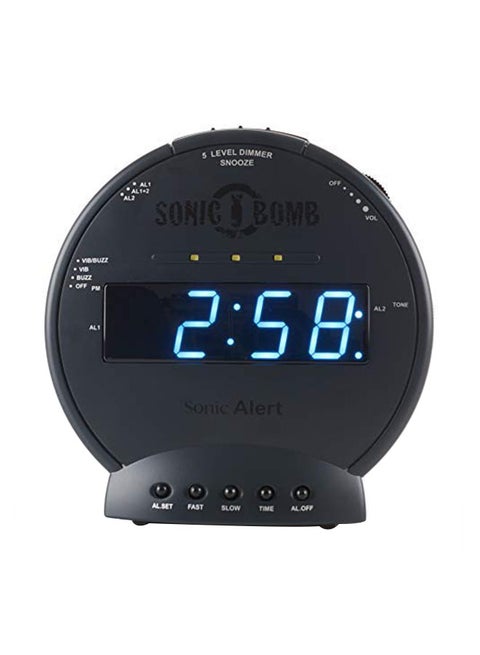 Sonic Bomb Loud Dual Alarm Clock Black 7 x 7 x 6inch