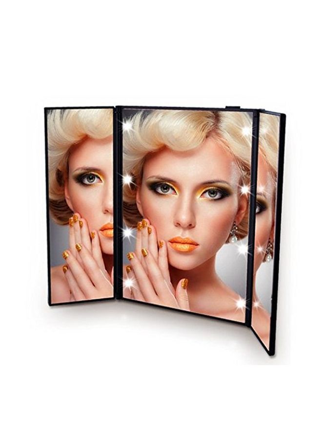 FLYMEI Tri-Fold LED Light Travel Makeup Mirror Black - Image 4