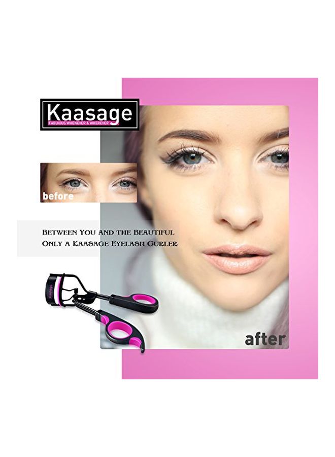 Kaasage - Eyelash Curler With Advanced Silicone Pressure Pad Black/Pink - Image 1