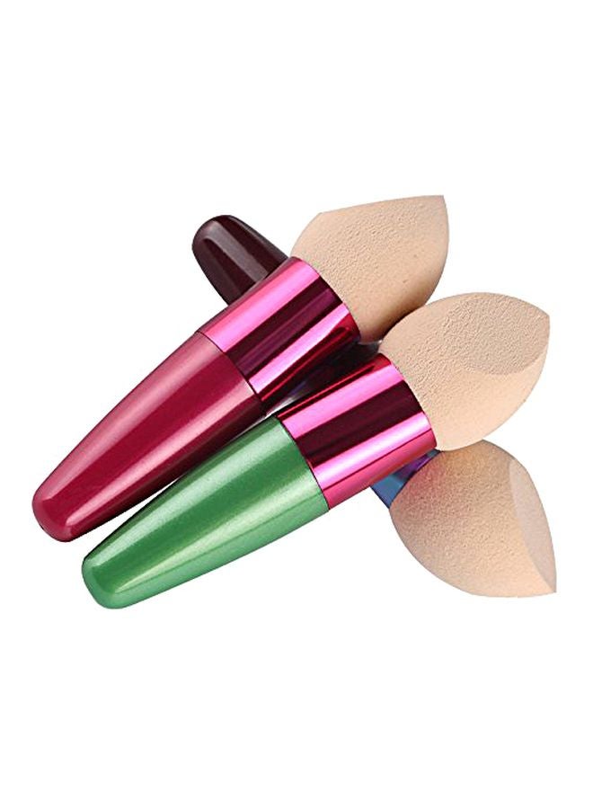 Bodermincer 3-Piece Egg Puff Make Up Sponge Brush Green/Rose/Brown  - Image 1