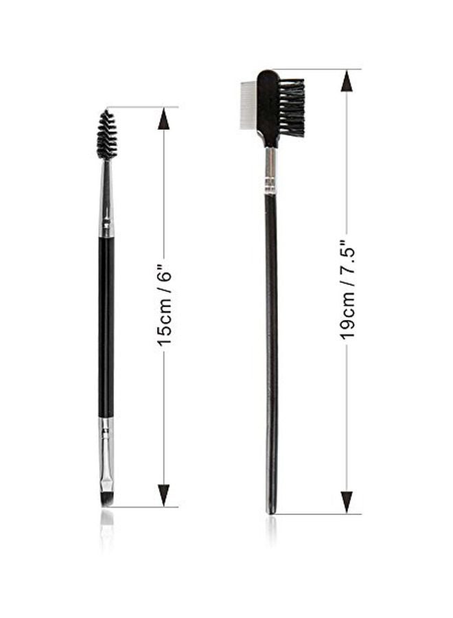 g2plus Pack Of 2 Eyebrow Comb And Brush Set Black/Silver - Image 3