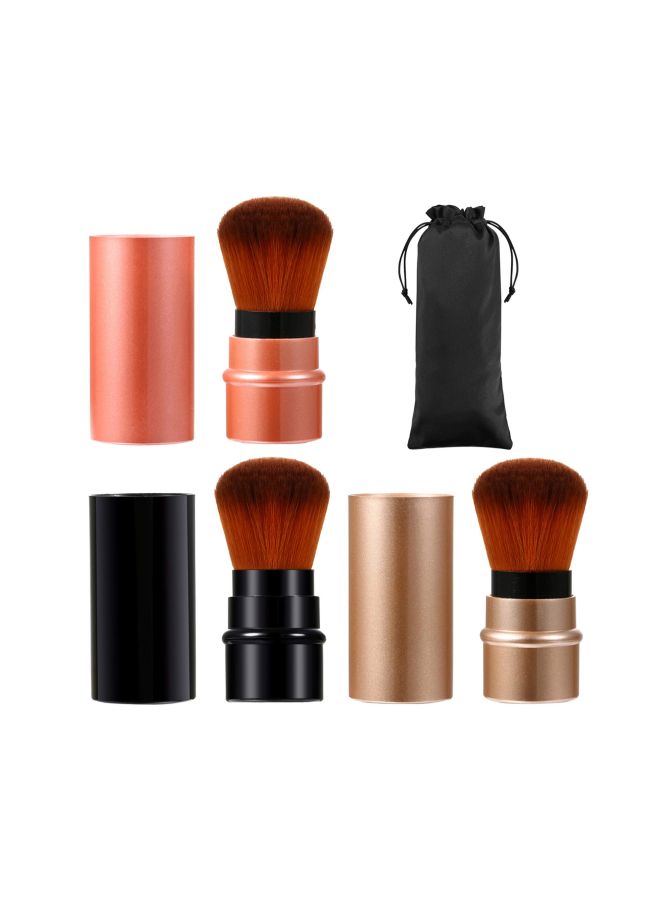 Vtrem 3-Piece Retractable Foundation Brush Black/Gold/Pink - Image 2