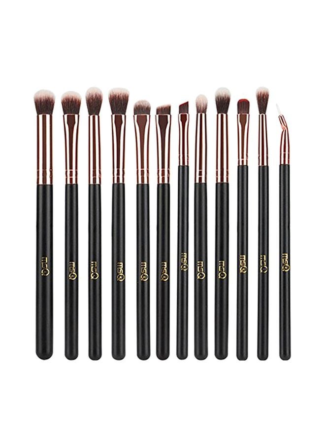 MSQ 12-Piece Eye Makeup Brushes Black/Gold/Grey  - Image 1