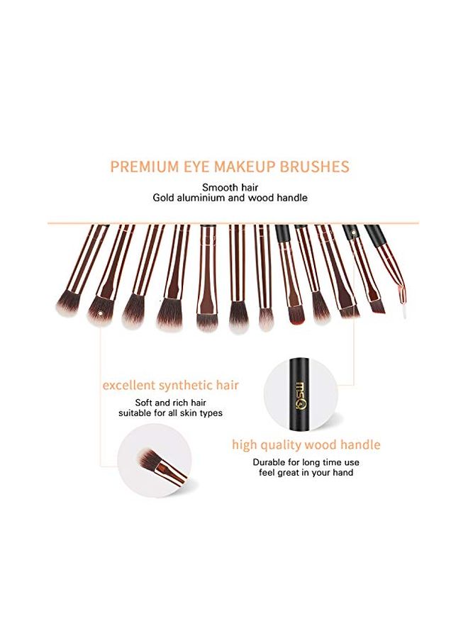 MSQ 12-Piece Eye Makeup Brushes Black/Gold/Grey  - Image 3