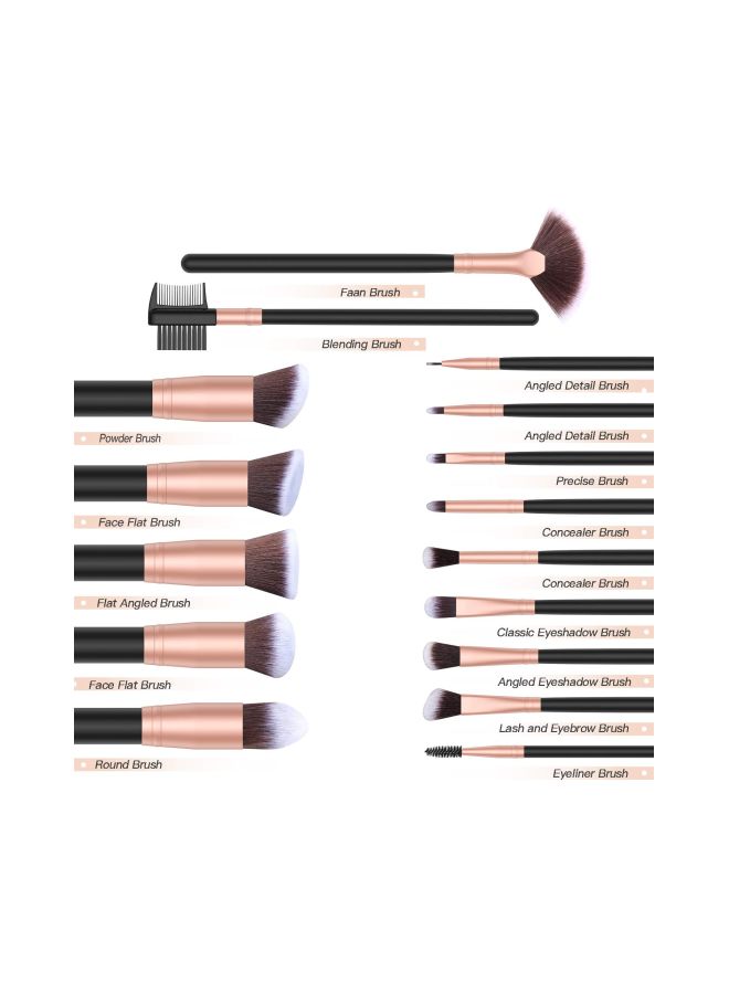 بيستوب طقم فرش مكياج من 16 قطعة ذهبي/ أسود - Image 2