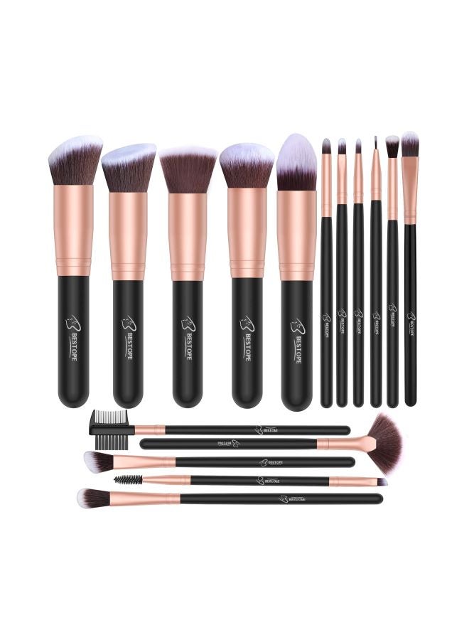 بيستوب طقم فرش مكياج من 16 قطعة ذهبي/ أسود - Image 1