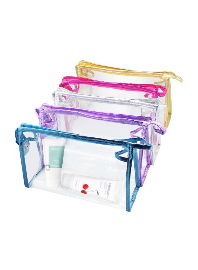 Meetory 5-Piece Washable Cosmetic Bag Red/Yellow/Blue - Image 1