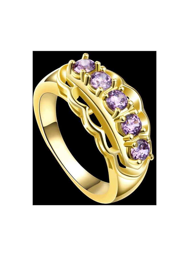 Copper Cubic Zirconia Studded Geometric Ring