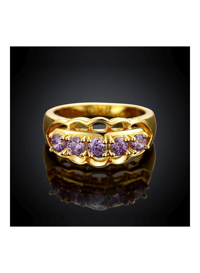 Copper Cubic Zirconia Studded Geometric Ring