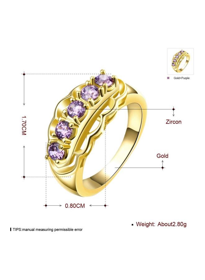 Copper Cubic Zirconia Studded Geometric Ring