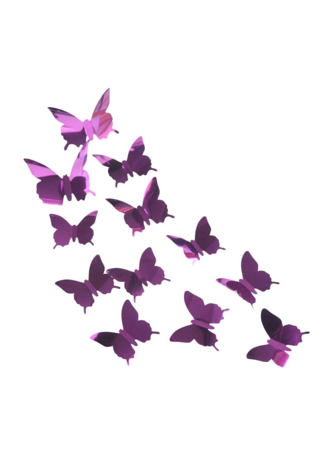 12-Piece 3D Butterfly Wall Sticker Purple 15grams - Image 1