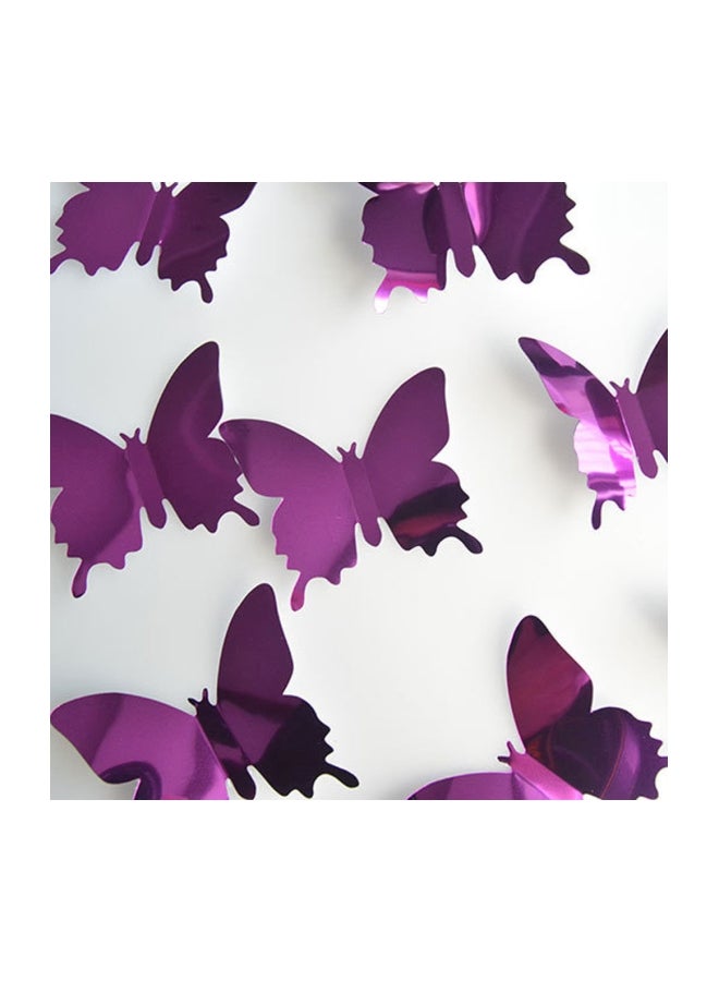 12-Piece 3D Butterfly Wall Sticker Purple 15grams - Image 2