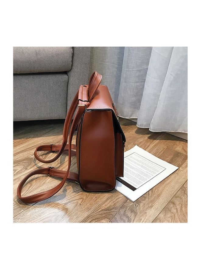 EHOME - PU Leather Shoulder Bag Brown - Image 1