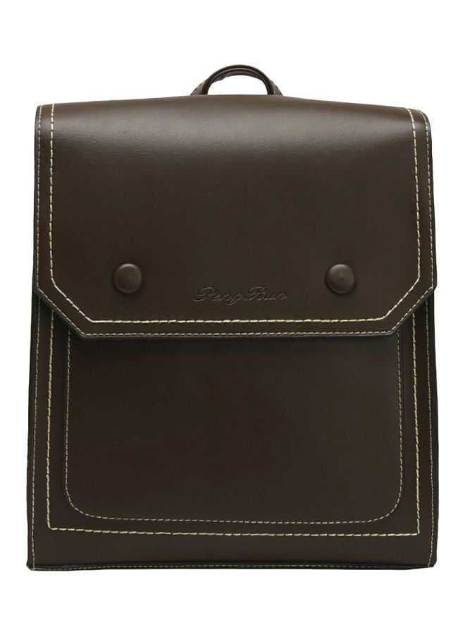 EHOME PU Leather Vintage Wind Backpack Coffee  - Image 1