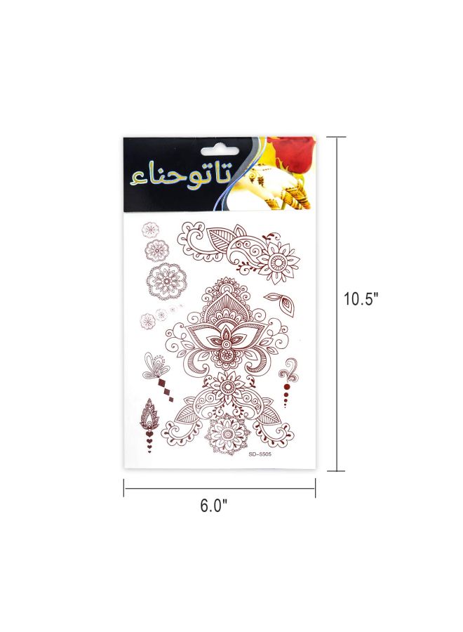 أديكو أل أل سي - طقم تاتو حناء مؤقت بتصميم زهور مكون من 6 قطع أحمر - Image 1