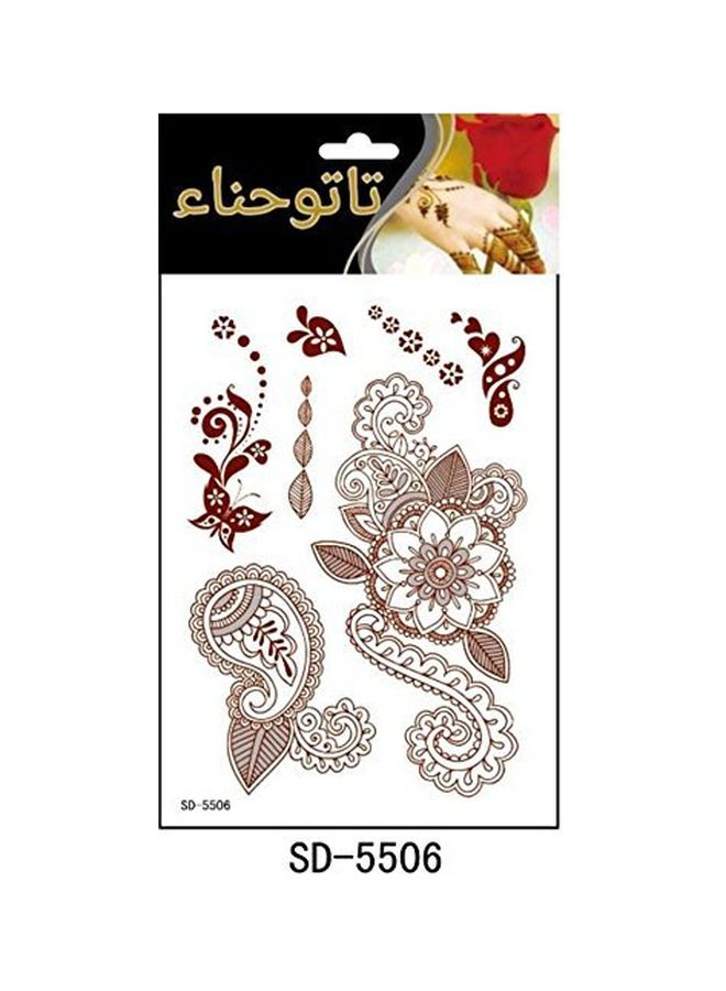 أديكو أل أل سي - طقم تاتو حناء مؤقت بتصميم زهور مكون من 6 قطع أحمر - Image 1