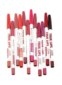 Menow 12-Piece Matte Lip Liner Pencil Beige/Brown/Black 