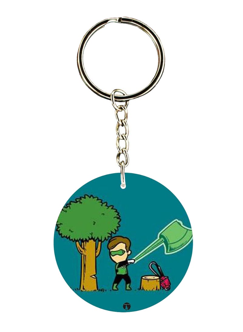 بي بي سلسلة مفاتيح بطبعة شخصية جرين لانتيرن على كلا الوجهين