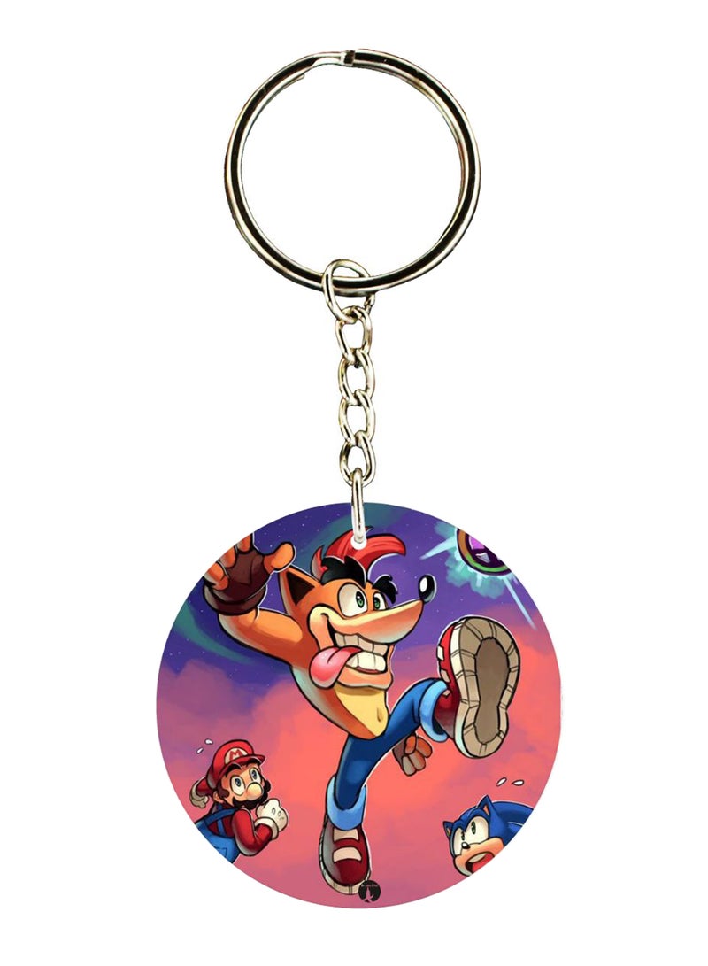 بي بي سلسلة مفاتيح بطبعة لعبة إلكترونية على كلا الوجهين